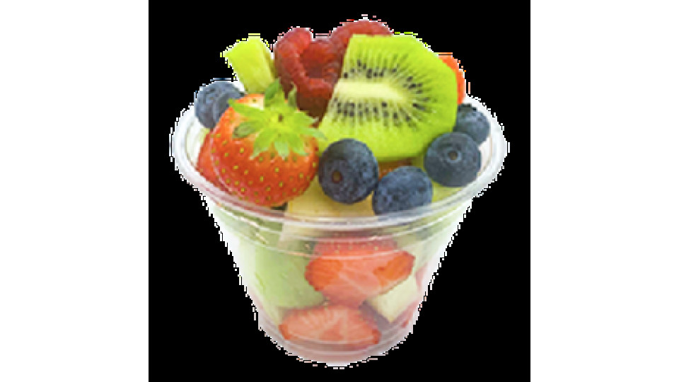 Bicchiere di frutta fresca ananas, fragola e kiwi