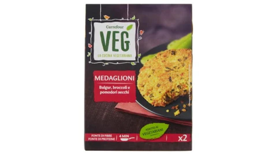 Carrefour Veg Medaglioni Bulgur, broccoli e pomodori secchi 2 x 90 g