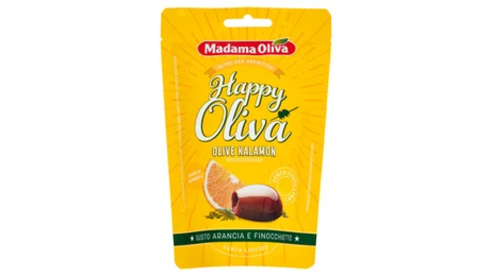 Madama Oliva Happy Oliva Olive Kalamon denocciolate Gusto Arancia e Finocchietto 80 g