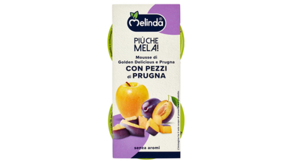 Melinda Più che Mela! Mousse di Golden Delicious e Prugna con Pezzi di Prugna 2 x 100 g