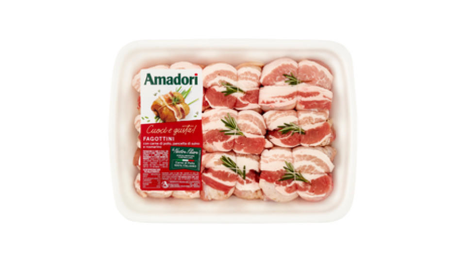 Amadori Fagottini con carne di pollo, pancetta di suino e rosmarino
