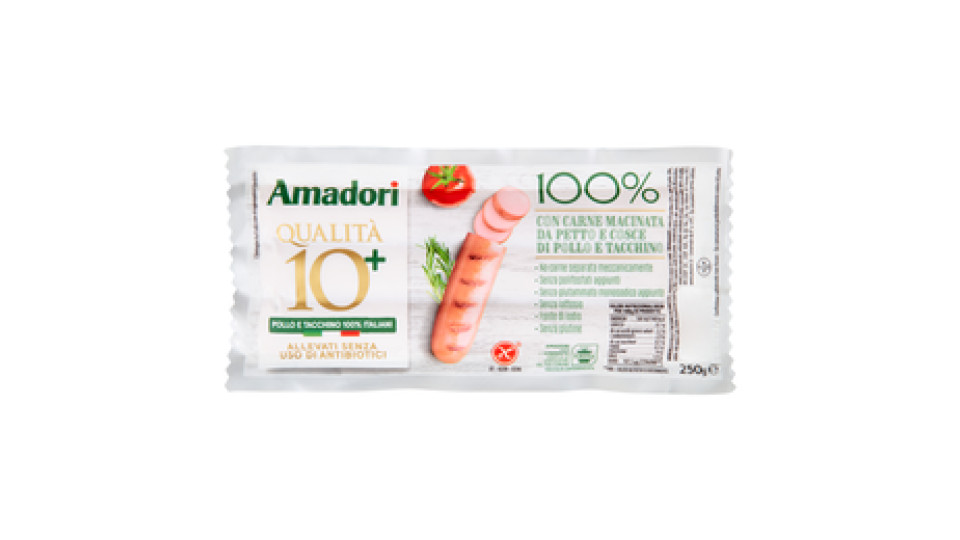 Amadori Qualità 10+ Pollo e Tacchino 100% Italiani 250 g