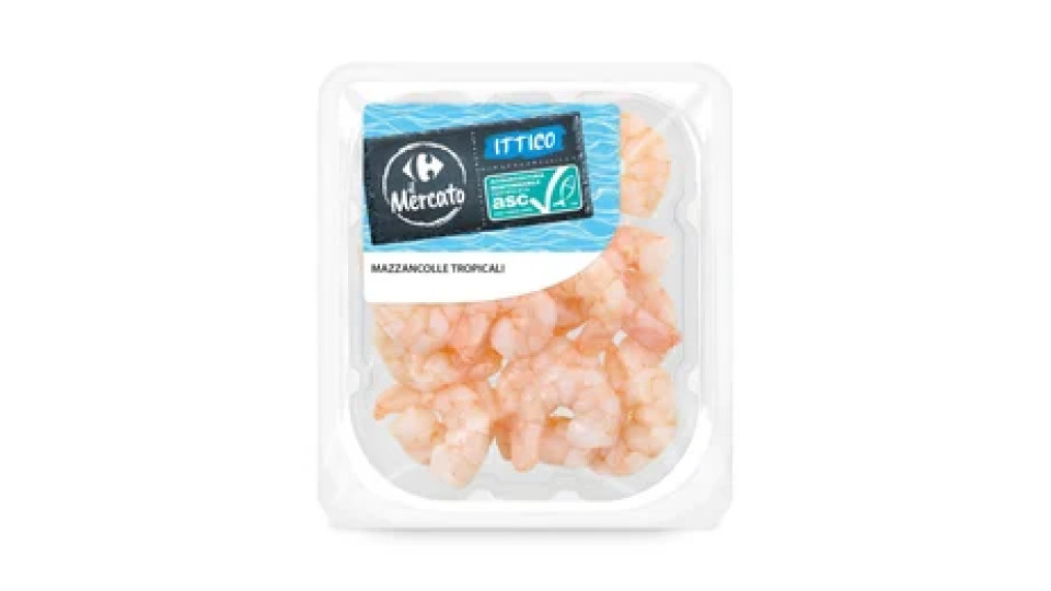 Mazzancolle tropicali cotte e sgusciate 100 g Carrefour il Mercato