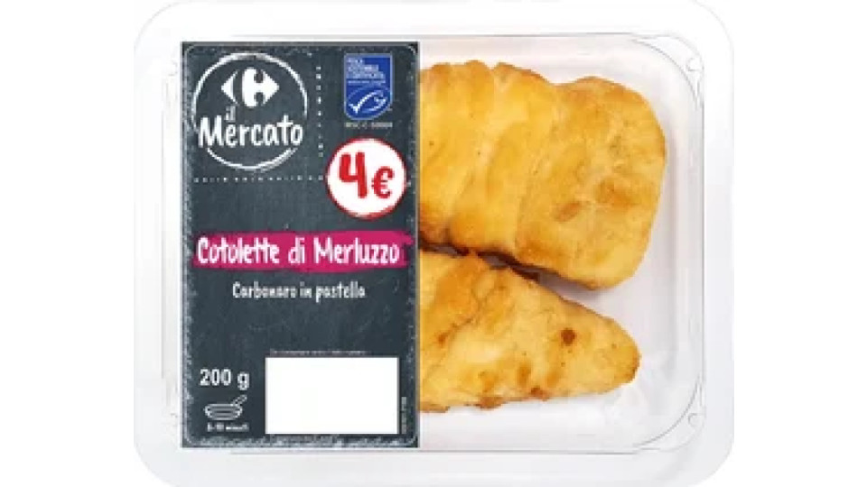 Cotolette di merluzzo carbonaro in pastella Carrefour il Mercato