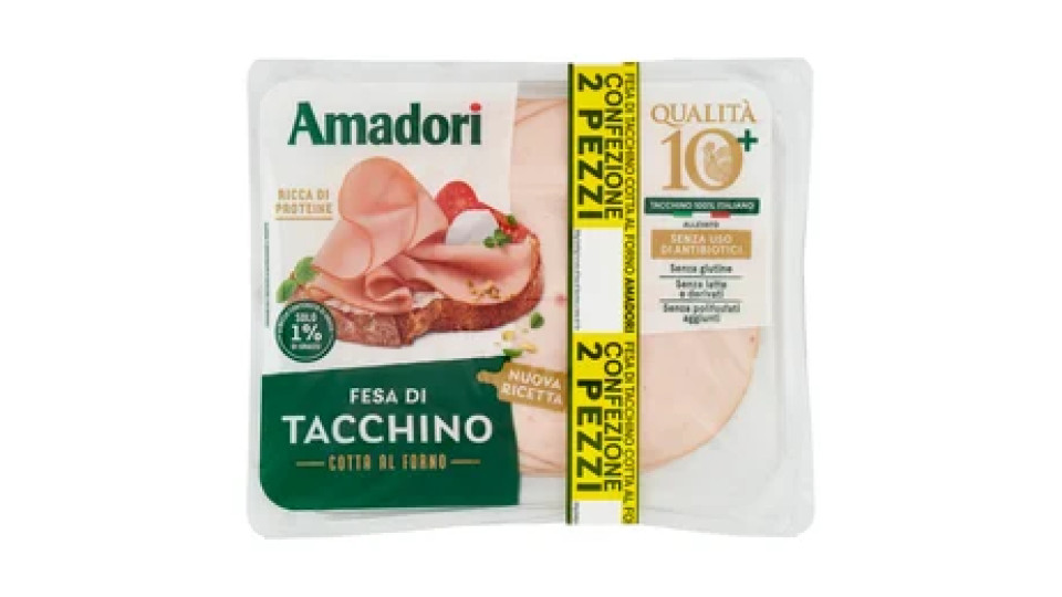 Amadori Qualità 10+ Fesa di Tacchino Cotta al Forno 2 x 100 g