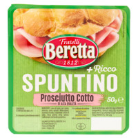 Fratelli Beretta Spuntino + Ricco Prosciutto Cotto di Alta Qualità 50 g