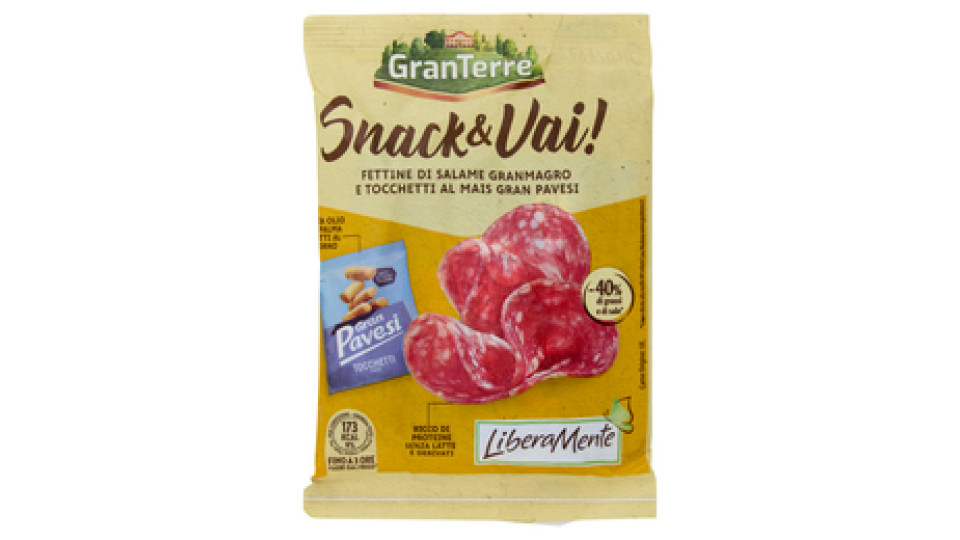 GranTerre LiberaMente Snack & Vai! Fettine di Salme Granmagro e Tocchetti al Mais Gran Pavesi 50 g