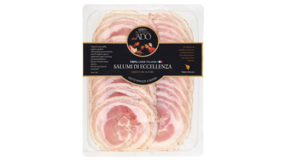 la Bottega di Adò Salumi di Eccellenza Pancetta Arrotolata Stagionata in Conca di Marmo 0,100 kg