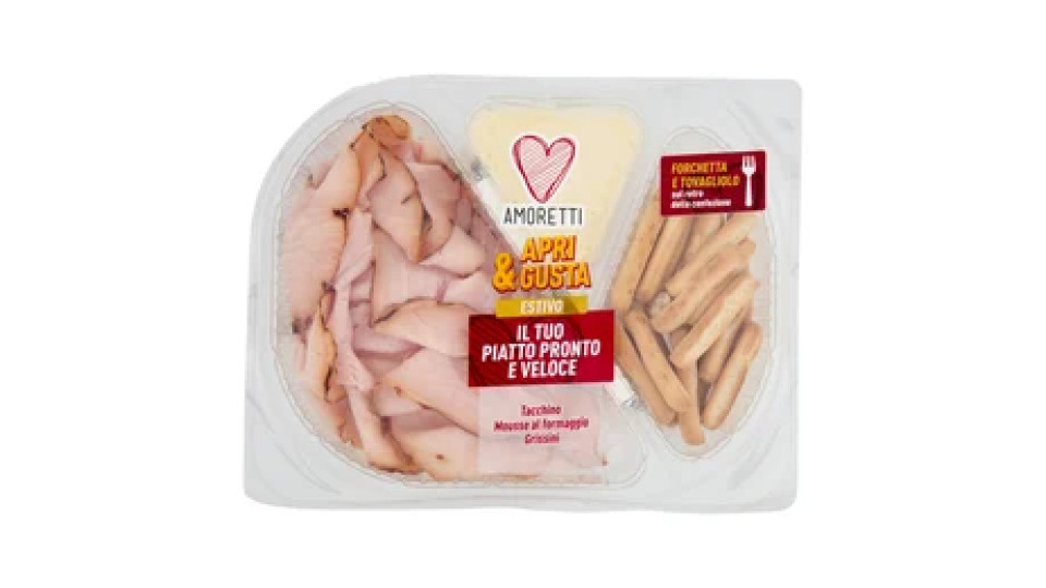 Amoretti Apri & Gusta Estivo Tacchino, Mousse al formaggio, Grissini 165 g