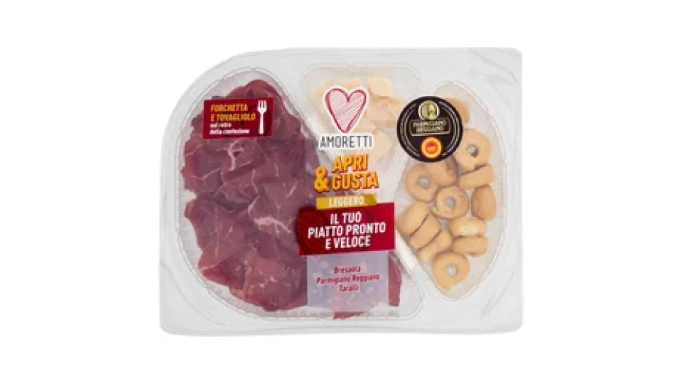Amoretti Apri & Gusta Leggero Bresaola, Parmigiano Reggiano, Taralli 150 g