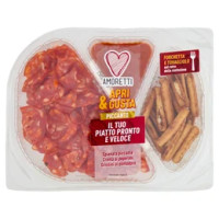 Amoretti Apri & Gusta Piccante Spianata piccante, Crema ai peperoni, Grissini al pomodoro 130 g