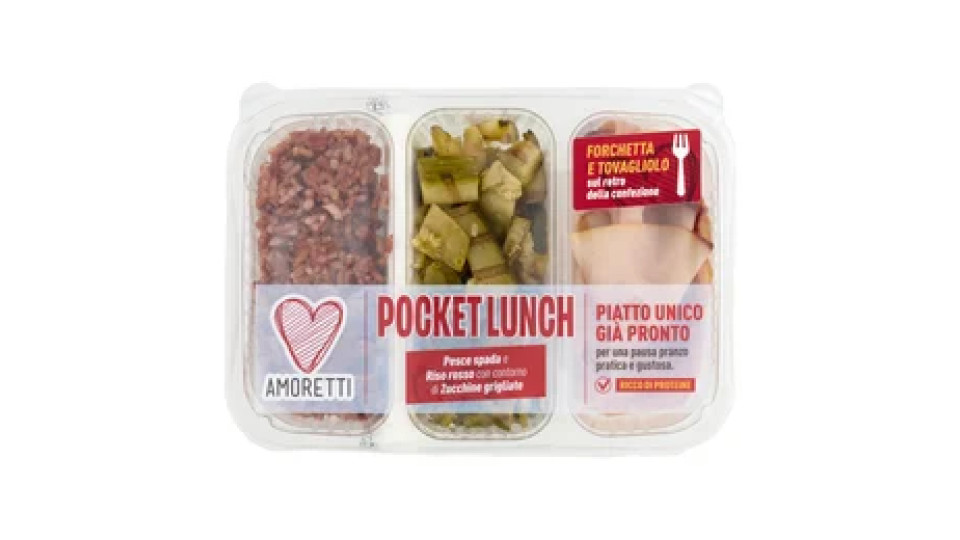 Amoretti Pocket Lunch Pesce spada e Riso rosso con contorno di Zucchine grigliate 190 g