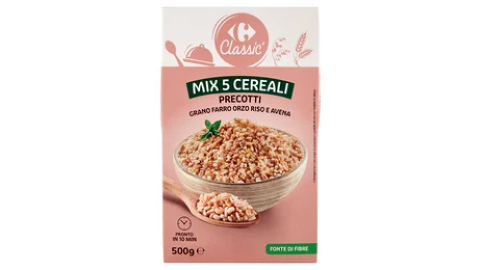 Carrefour Classic Mix 5 Cereali Precotti Grano Farro Orzo Riso e Avena 500 g