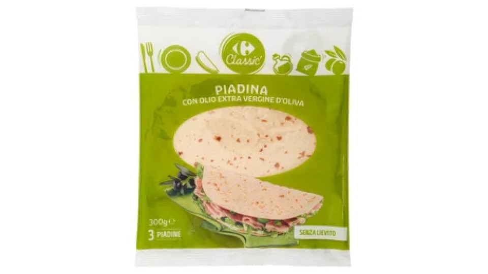 Carrefour Classic Piadina con Olio Extra Vergine d'Oliva 3 x 100 g