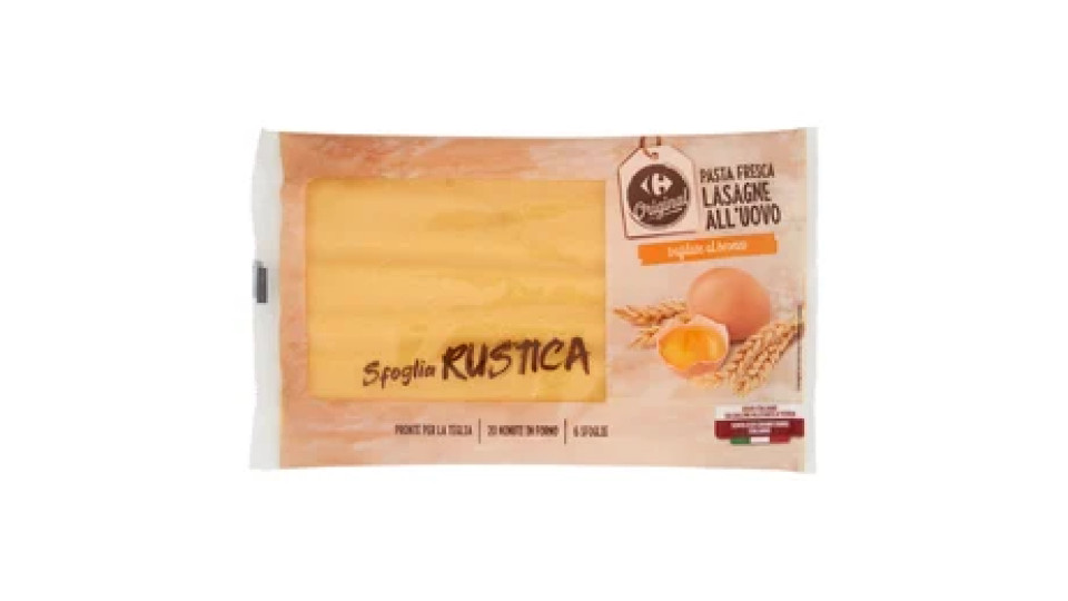 Carrefour Original Pasta Fresca Lasagne all'Uovo Sfoglia Rustica 250 g