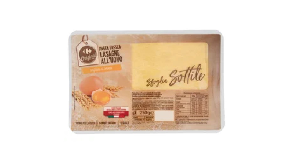 Carrefour Original Pasta Fresca Lasagne all'Uovo Sfoglia Sottile 250 g
