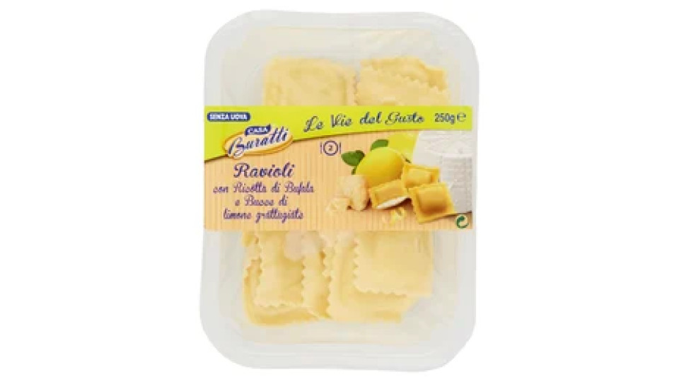 Casa Buratti Le Vie del Gusto Ravioli con Ricotta di Bufala e Bucce di limone grattugiate 250 g
