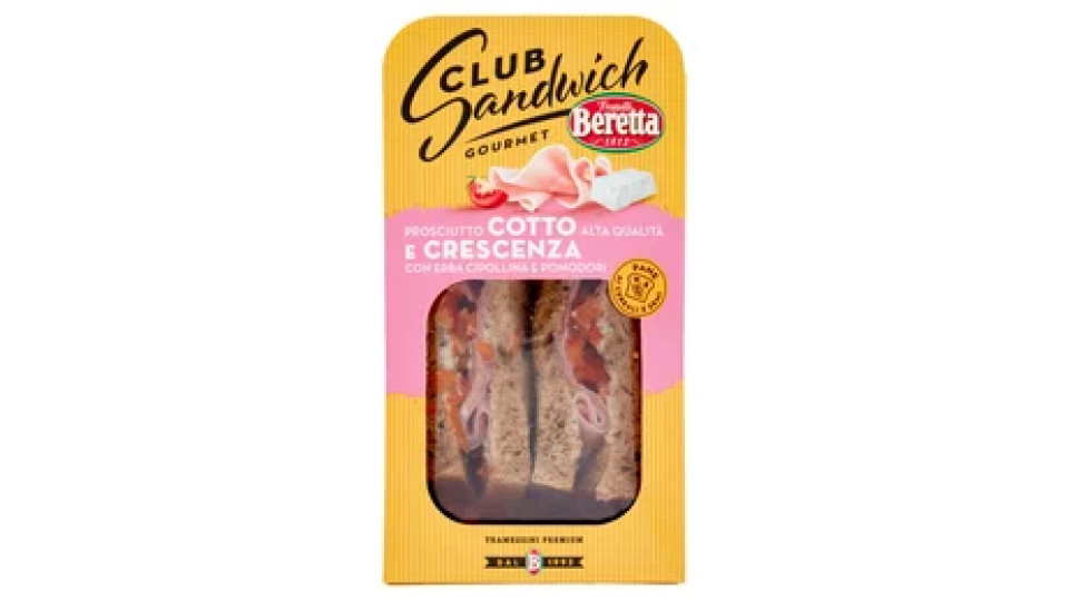 Fratelli Beretta Club Sandwich Gourmet Prosciutto Cotto Alta Qualità e Crescenza 160 g