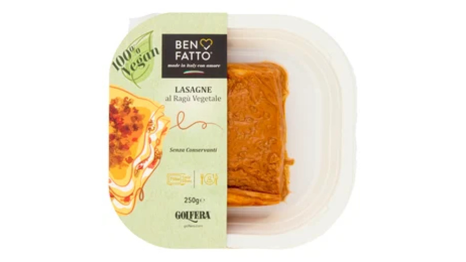 Golfera Ben Fatto Lasagne al Ragù Vegetale 250 g