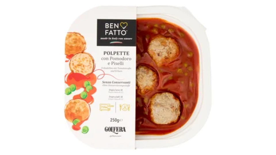 Golfera Ben Fatto Polpette con Pomodoro e Piselli 250 g