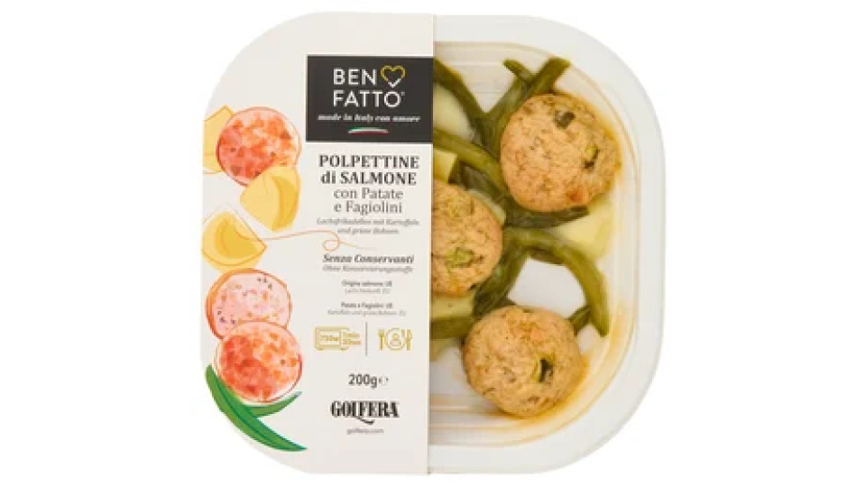 Golfera Ben Fatto Polpettine di Salmone con Patate e Fagiolini 200 g