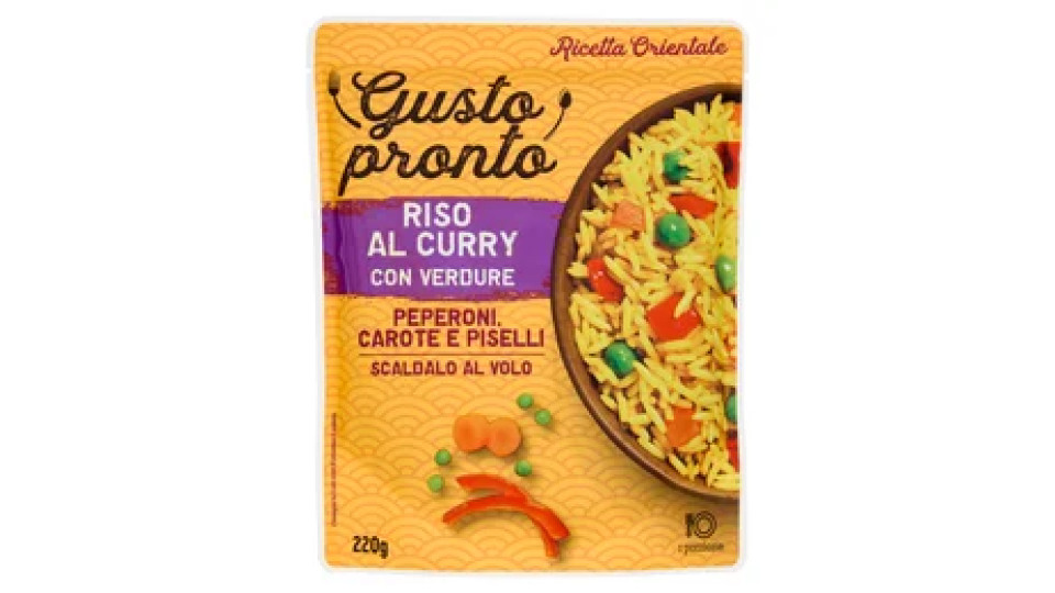 Gusto pronto Riso al Curry con Verdure Peperoni, Carote e Piselli 220 g