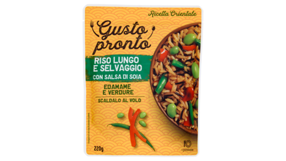 Gusto pronto Riso Lungo e Selvaggio con Salsa di Soia Edamame e Verdure 220 g