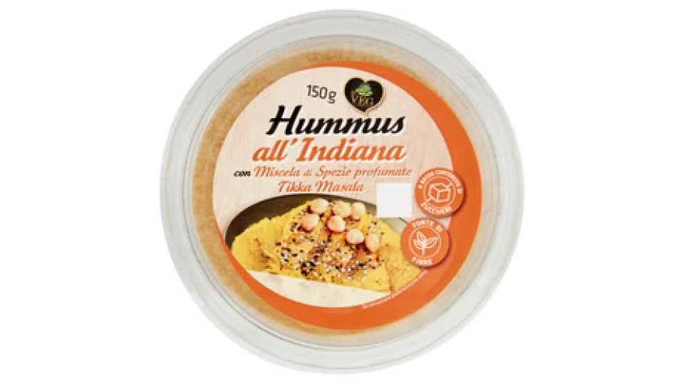io VEG Hummus all'Indiana con Miscela di Spezie profumate Tikka Masala 150 g