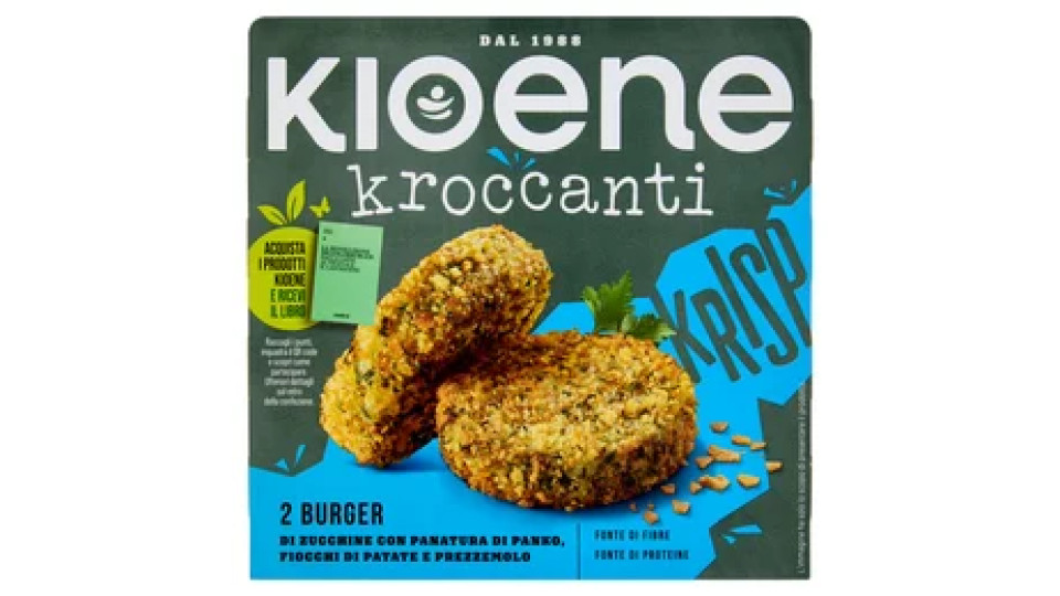 Kioene Kroccanti 2 Burger di Zucchine con Panatura di Panko, Fiocchi di Patate e Prezzemolo 180 g