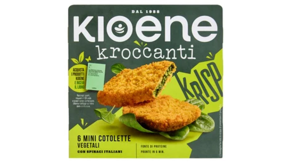 Kioene Kroccanti 6 Mini Cotolette Vegetali con Spinaci Italiani 200 g