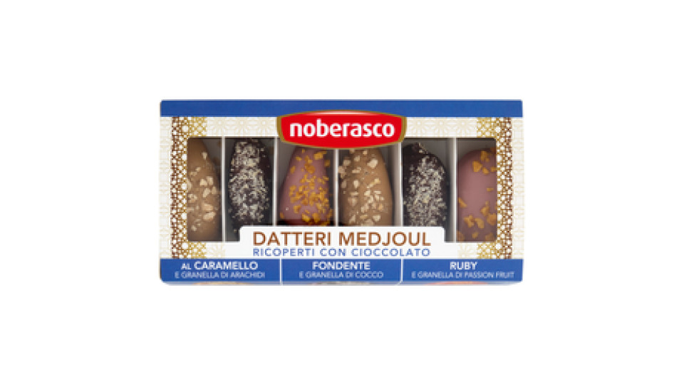 noberasco Datteri Medjoul Ricoperti di Cioccolato al Caramello, Fondente, Ruby 150 g