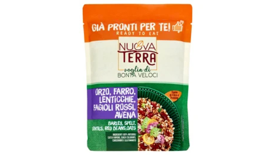 Nuova Terra Già Pronti per Te! Orzo, Farro, Lenticchie, Fagioli Rossi, Avena 250 g