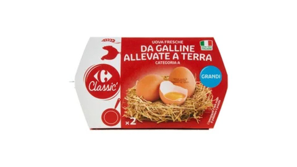 Carrefour Classic Uova Fresche da Galline Allevate a Terra Categoria A Grandi x2
