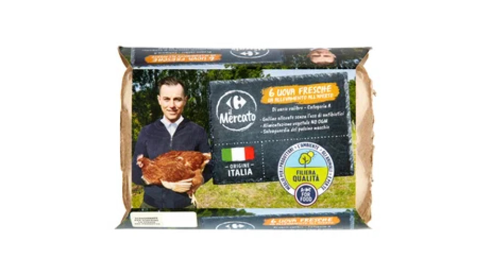 Carrefour il Mercato 6 Uova Fresche da Allevamento all'Aperto 330 g