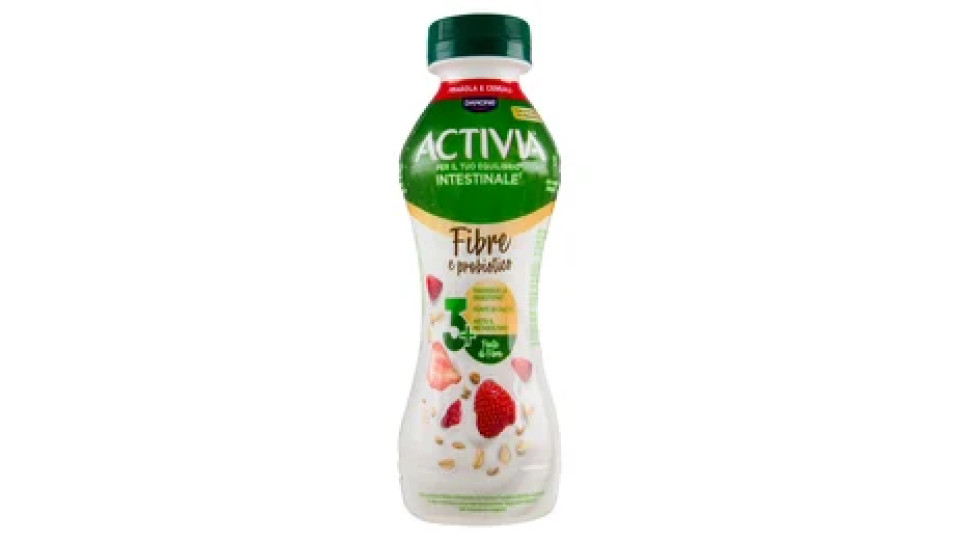 ACTIVIA da Bere, Fibre e probiotico, Fragola, Fonte di Calcio, aiuta metabolismo e digestione,270g