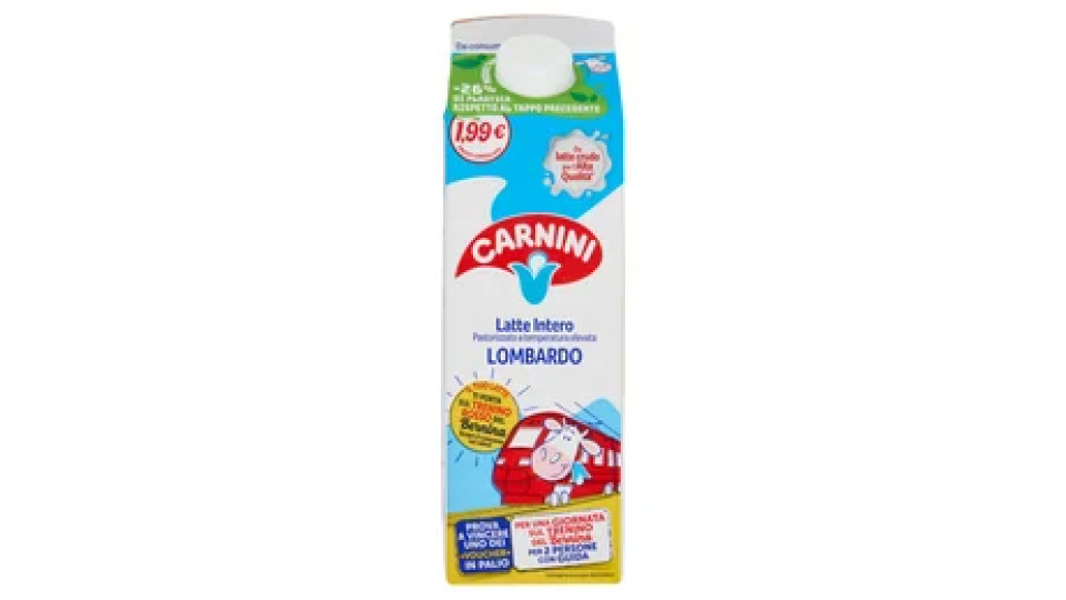 Carnini Latte Intero Pastorizzato a temperatura elevata Lombardo 1000 ml