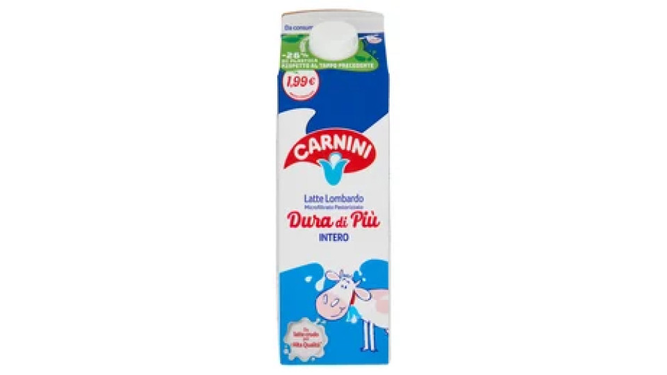 Carnini Latte Lombardo Microfiltrato Pastorizzato Dura di Più Intero 1000 ml