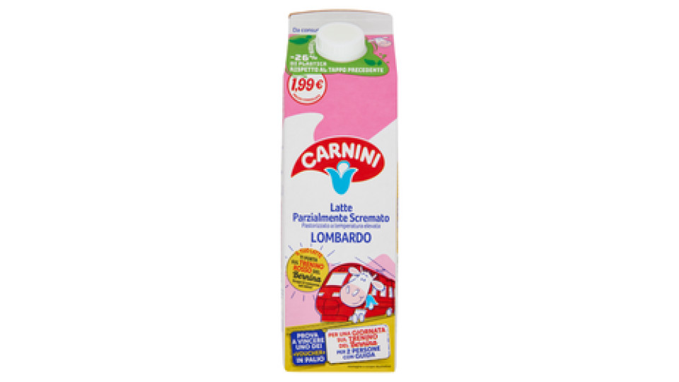Carnini Latte Parzialmente Scremato Pastorizzato a temperatura elevata Lombardo 1000 ml