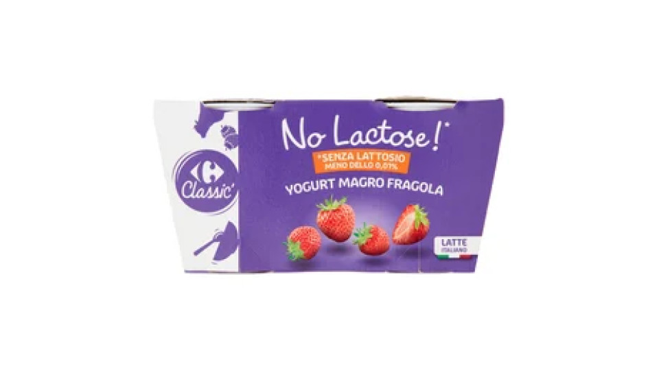 Carrefour Classic No Lactose!* Yogurt Magro Fragola 2 x 125 g