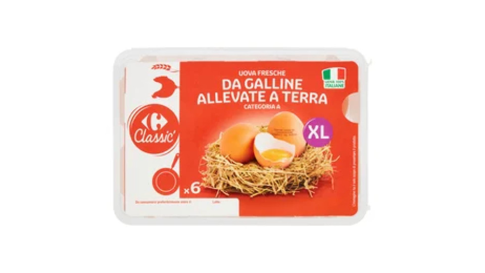 Carrefour Classic Uova Fresche da Galline Allevate a Terra Categoria A XL x6