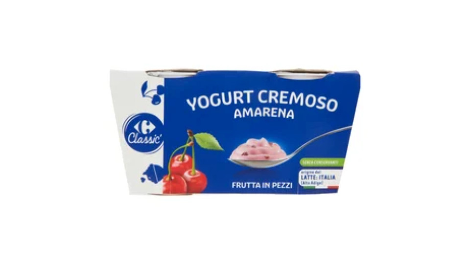 Carrefour Classic Yogurt Cremoso Amarena Frutta in Pezzi 2 x 125 g