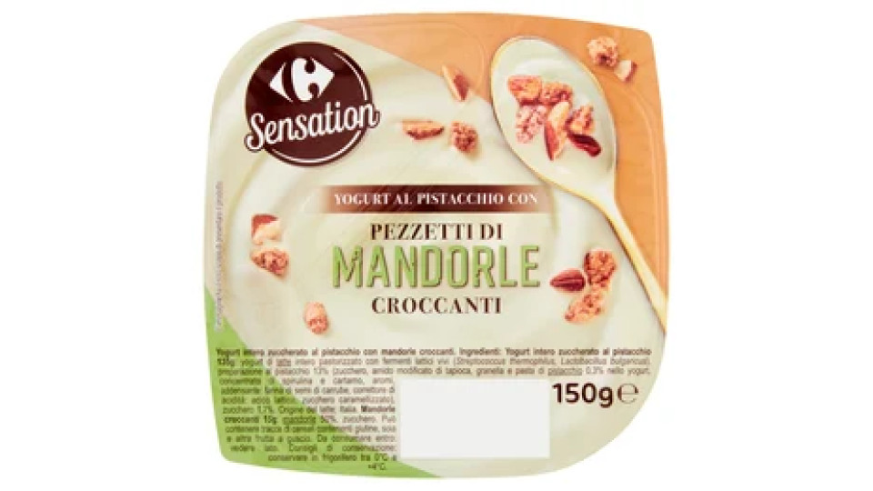Carrefour Sensation Yogurt al Pistacchio con Pezzetti di Mandorle Croccanti 150 g