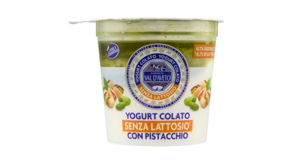 Caseificio Val d'Aveto Yogurt Colato Senza Lattosio* con Pistacchio 150 g