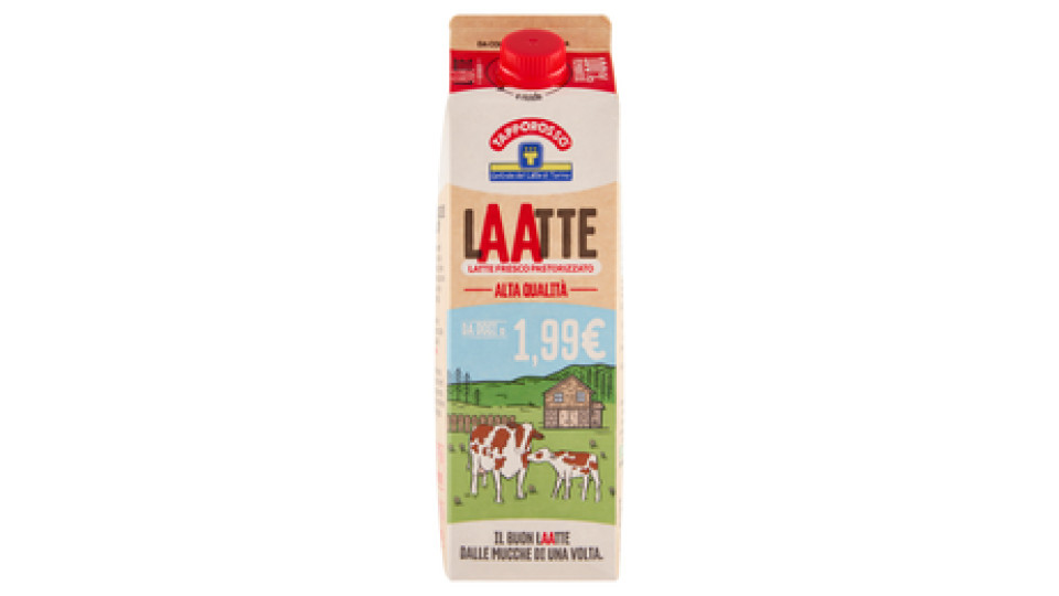 Centrale del Latte di Torino Tapporosso Laatte Latte Fresco Pastorizzato Intero Alta Qualità 1000 ml
