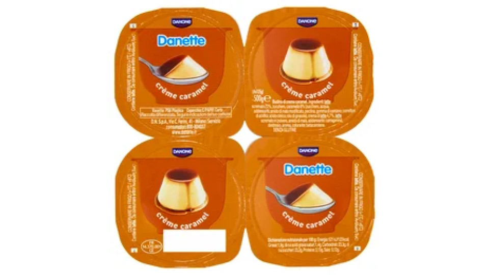 DANETTE, budino gusto caramello, fresco dessert, Senza Conservanti, Senza Glutine, 4x125g