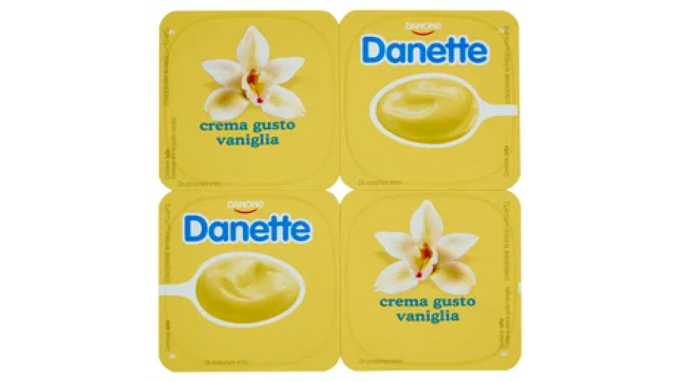 DANETTE budino gusto vaniglia, fresco dessert, Senza Conservanti, Senza Glutine, 4x125g