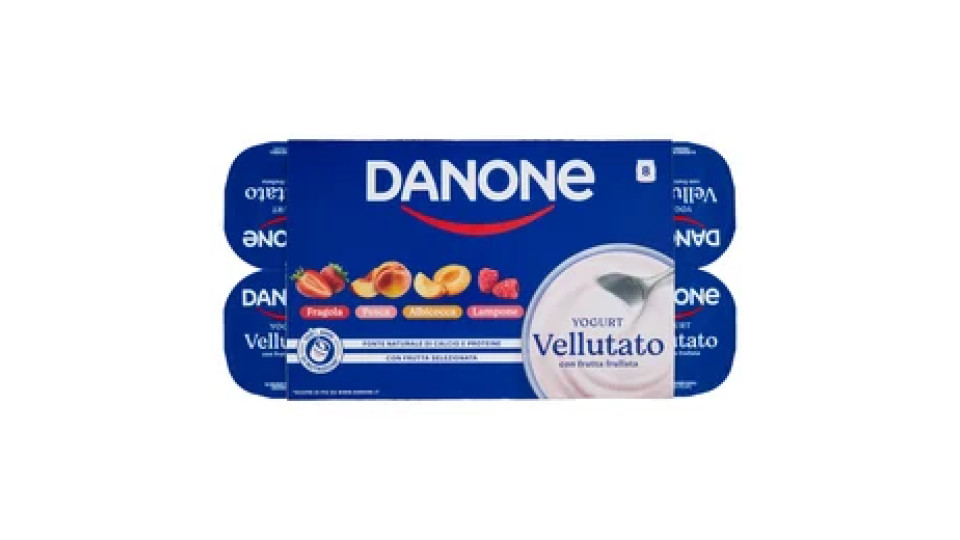DANONE Yogurt Vellutato con Frutta Frullata, Fonte Naturale di Calcio e Proteine, 8x115g