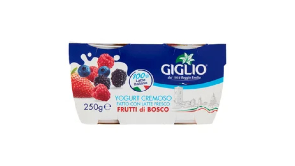 Giglio Yogurt Cremoso Fatto con Latte Fresco Frutti di Bosco 2 x 125 g