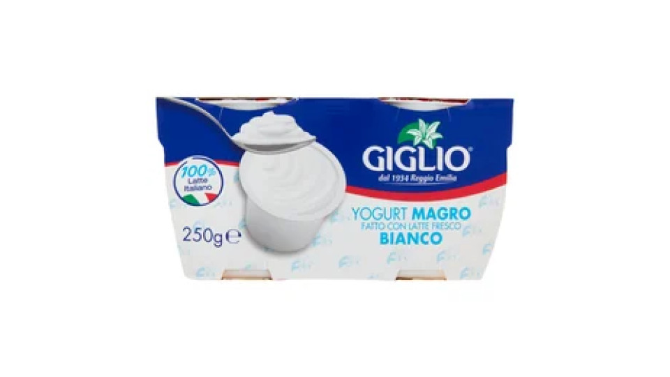 Giglio Yogurt Magro Fatto con Latte Fresco Bianco 2 x 125 g
