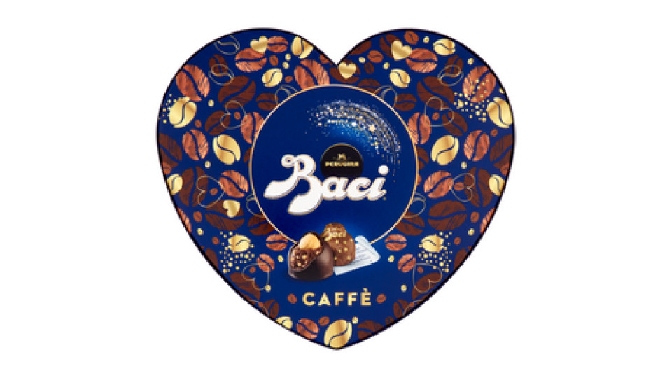 BACI PERUGINA Caffè Cioccolatini Fondenti ripieni al gusto di Caffè Scatola Cuore San Valentino 100g
